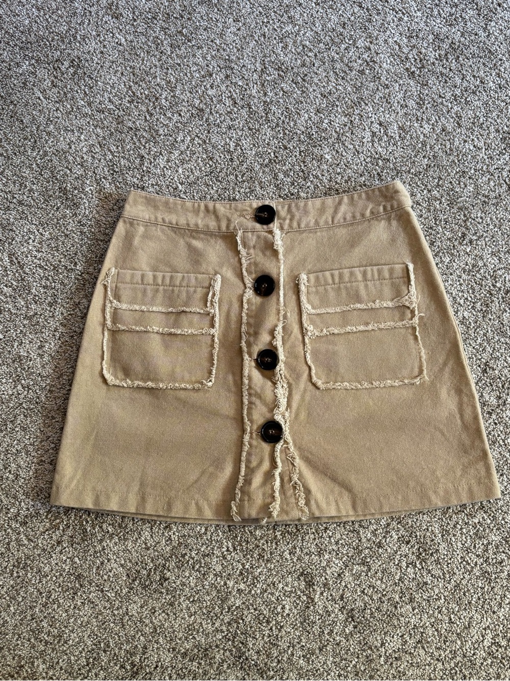Wild Honey Button-Front Mini Skirt in Tan